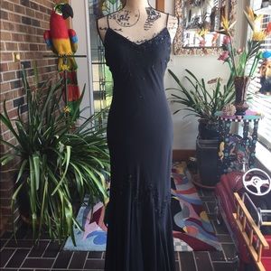 Black long beaded dress with shawl